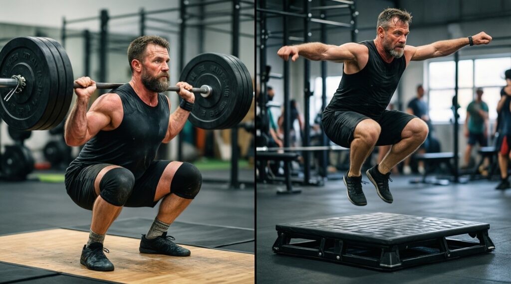 Ноги бойца: сочетание приседаний, выпрыгиваний и асан для мощи и амортизации - иллюстрация