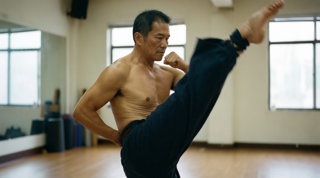 Как йога помогает улучшить удар ногой: раскрытие бедра, контроль корпуса, дыхание - иллюстрация